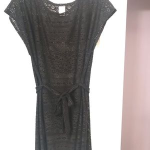 Merona black eyelit cover up with waist tie